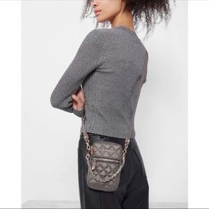 MZ Wallace Micro Gray Crossbody Bag